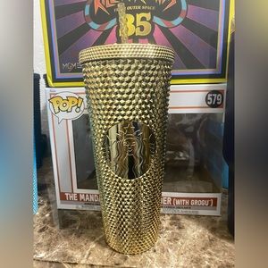 Starbucks gold chrome studded